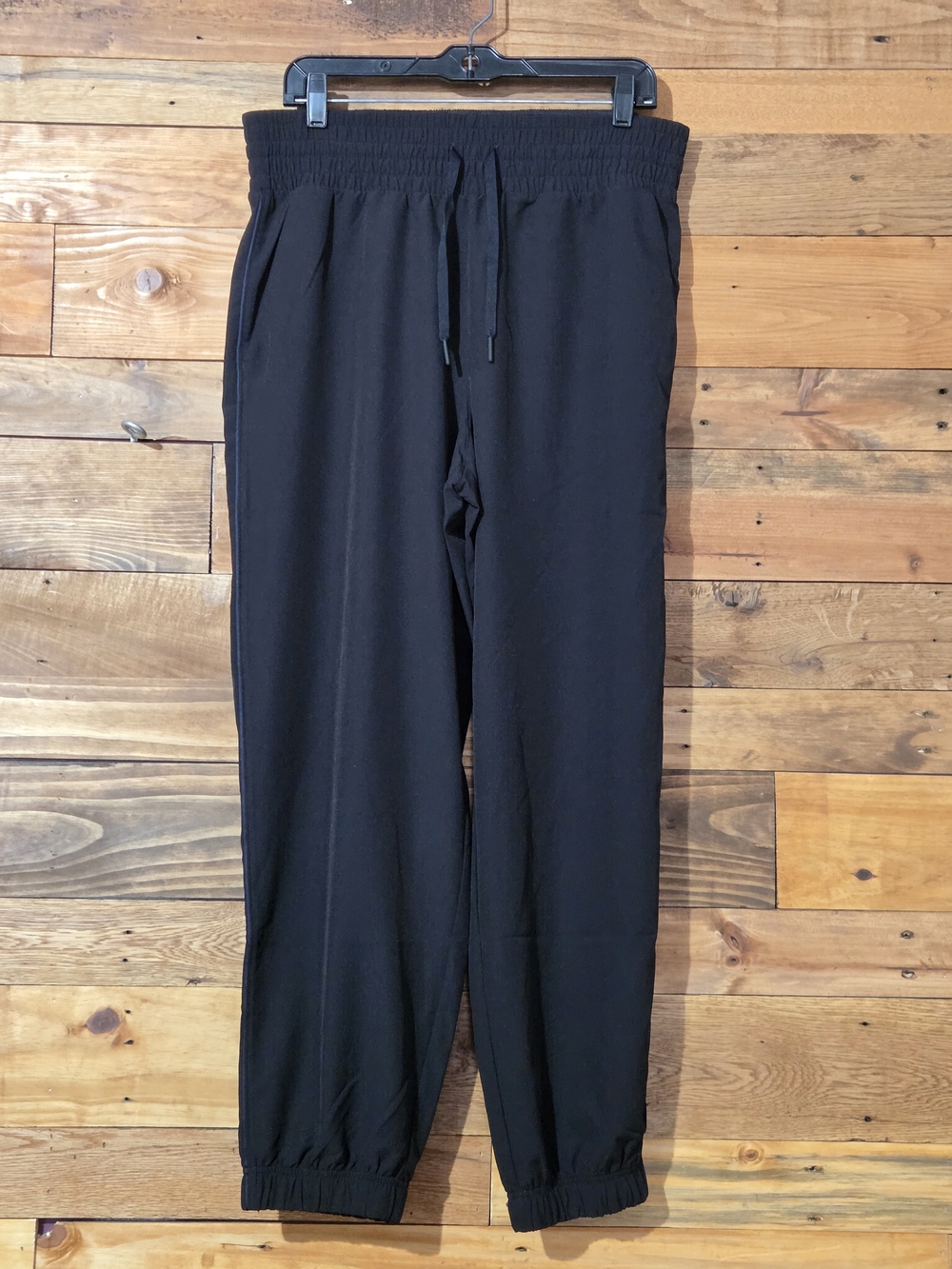 SPANX On The Move Jogger Pants Women's L Black Tapered Ankle Stretch Pull On